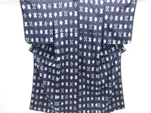 大正ロマン　抽象模様織り出しお召単衣着物